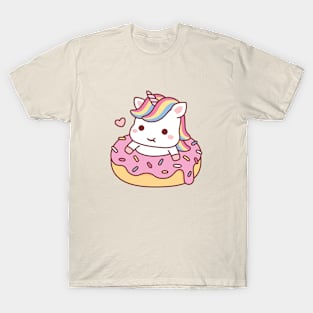 Cute Unicorn Stuck in Doughnut Funny T-Shirt